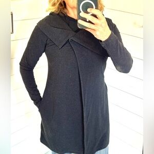 Miik Size S Cross Over Shawl Coat Cardigan Jacket Bamboo Dark Grey